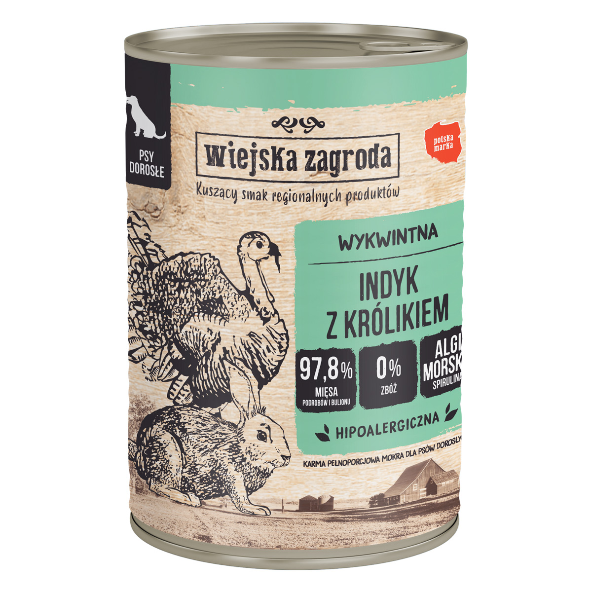 Karma mokra dla psa królik indyk 400g Wiejska Zagroda